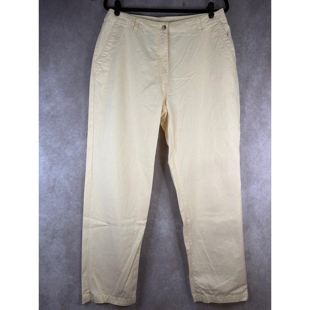 L.L. Bean Chino Pants Women 14 Regular Pale Yellow Straight Leg Cotton 0XK54